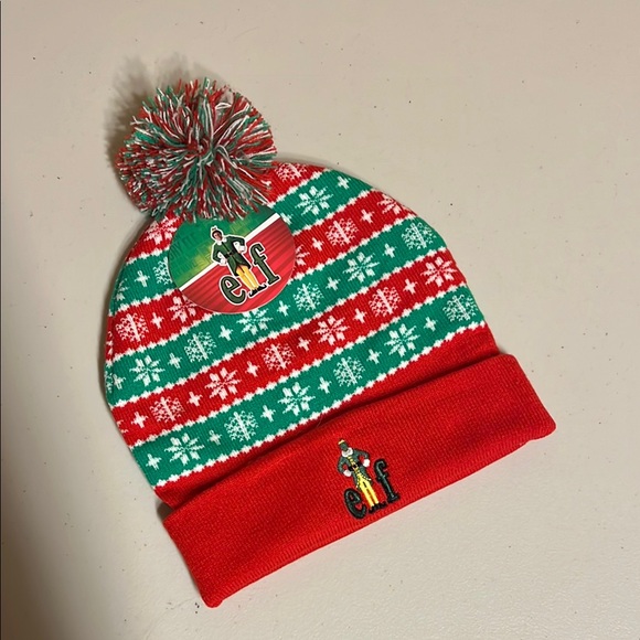 ELF Red and Green Holiday Knit Hats with Pom-Poms - Picture 1 of 4